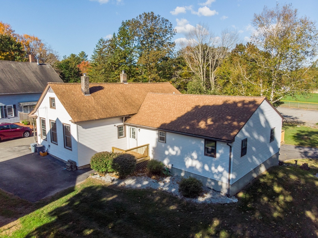 an aerial view of a house