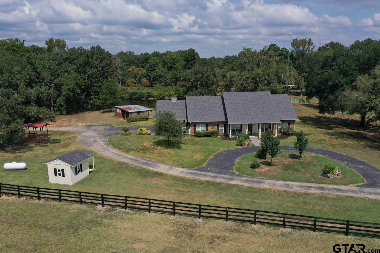 an aerial view of a house