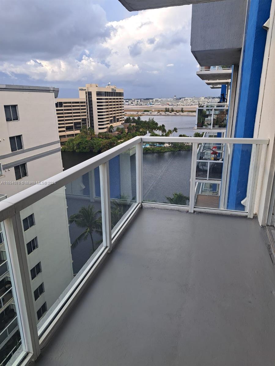 a view of a city from a balcony