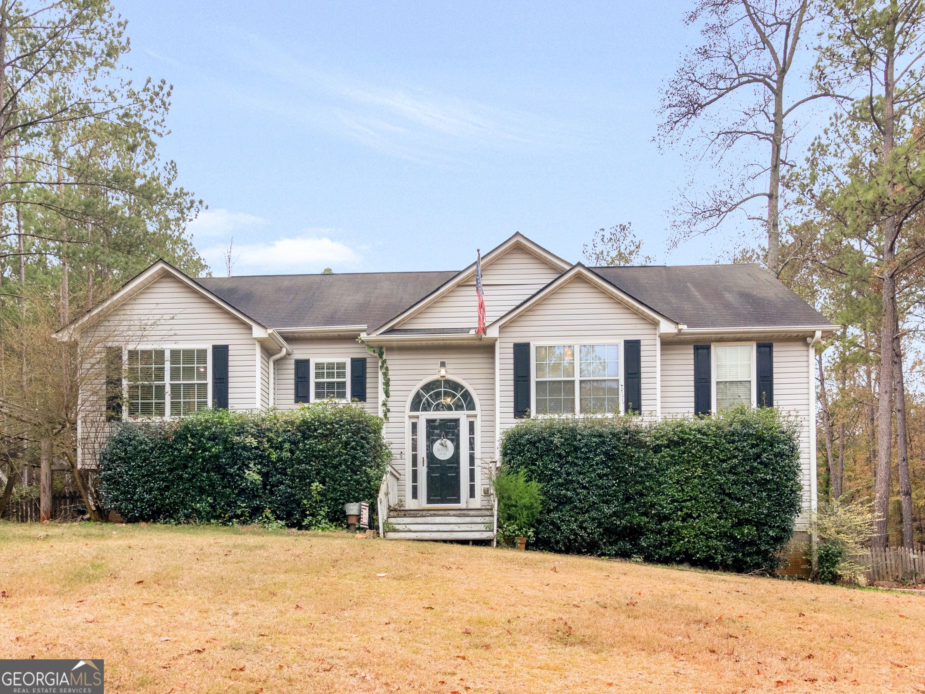 a view of a front of house with a yard