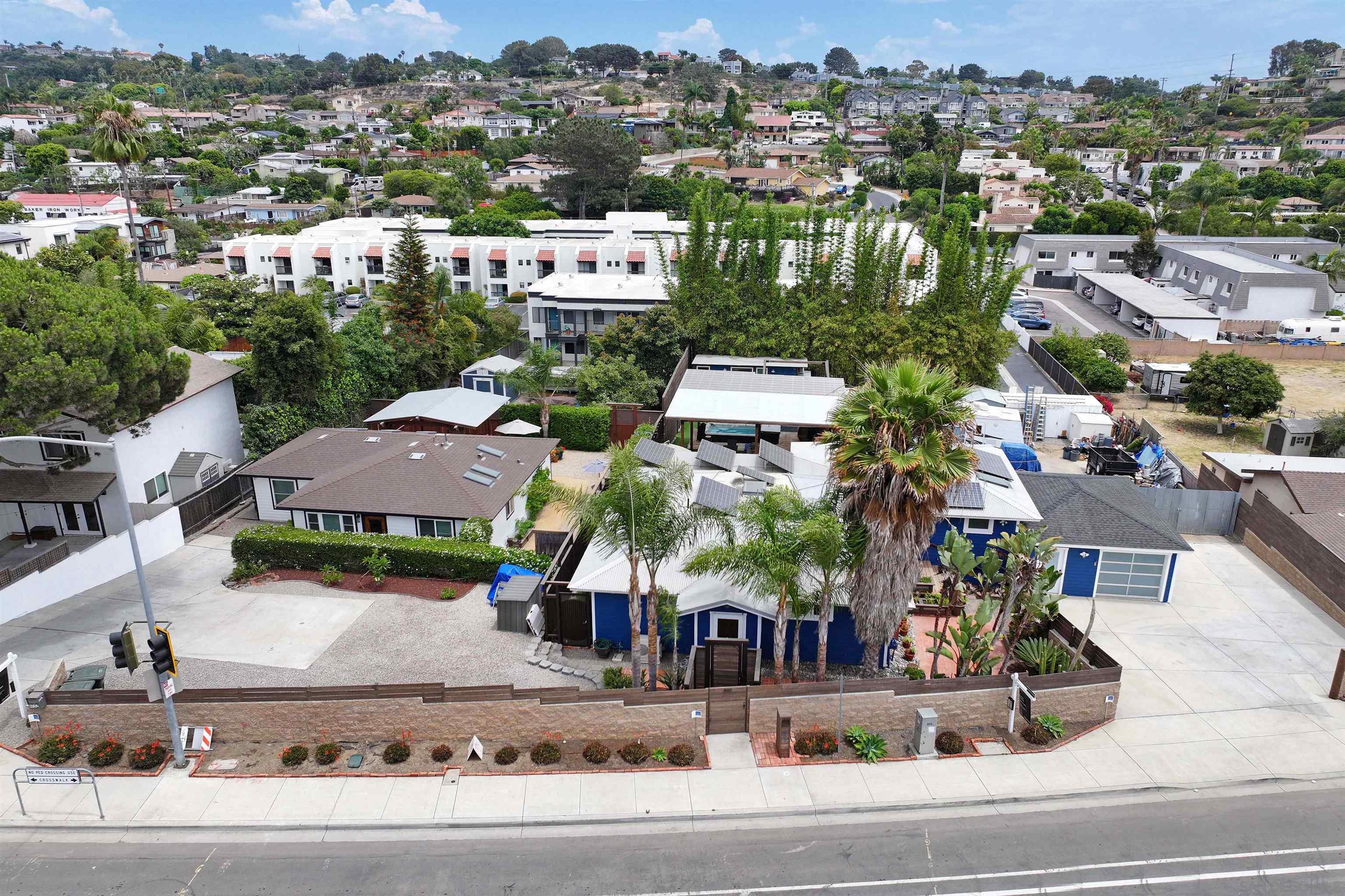 an aerial view of multiple house