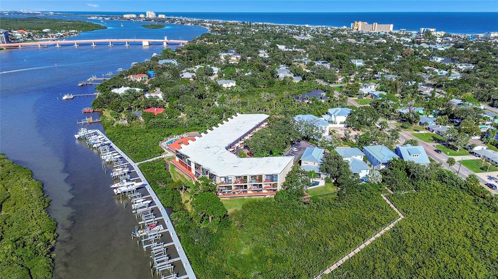 an aerial view of a house