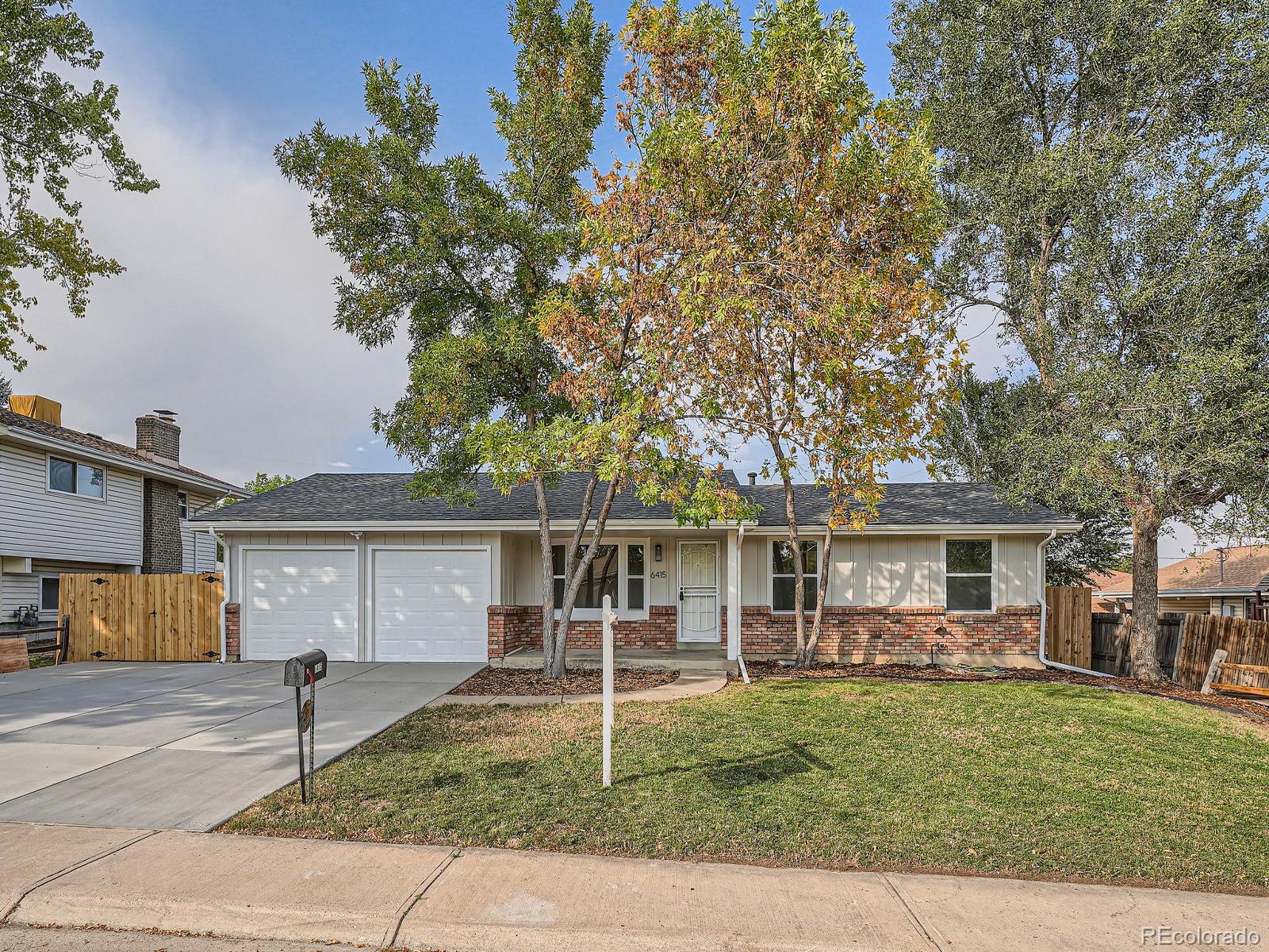 front view of a house with a patio