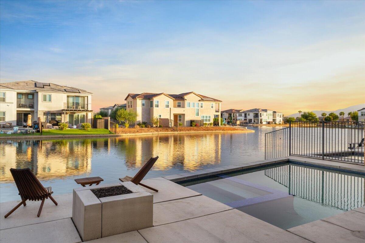 a view of a lake with houses