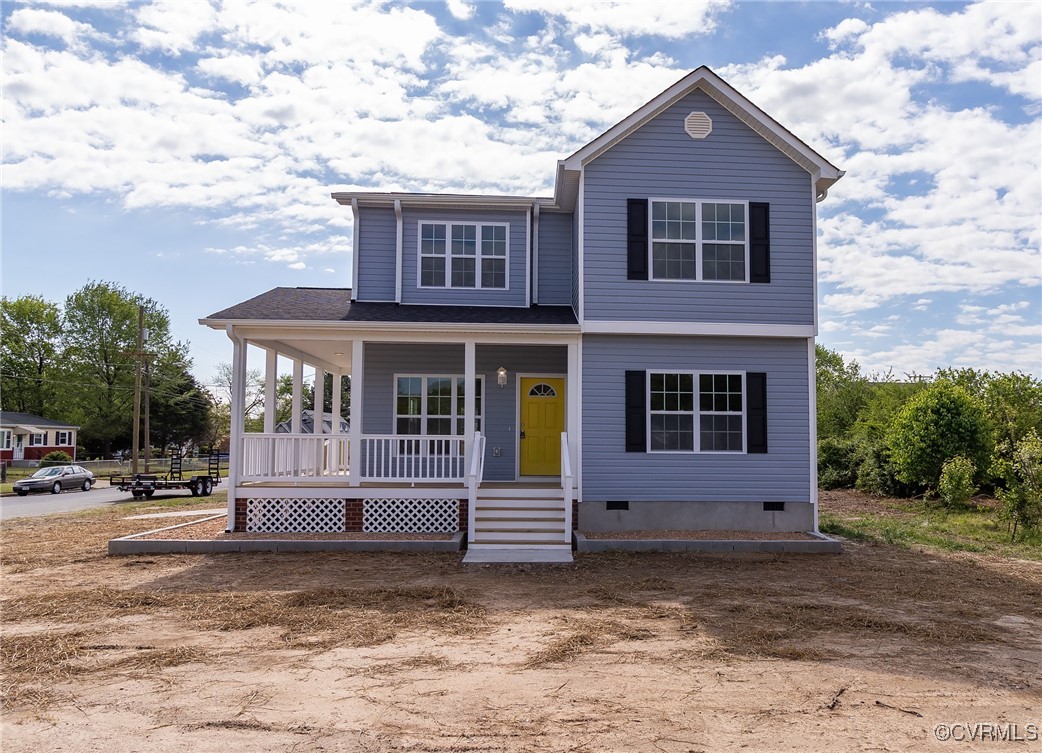 View of front of home with covered porch