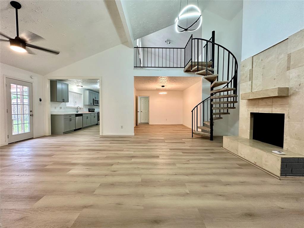 a view of livingroom with furniture and fireplace