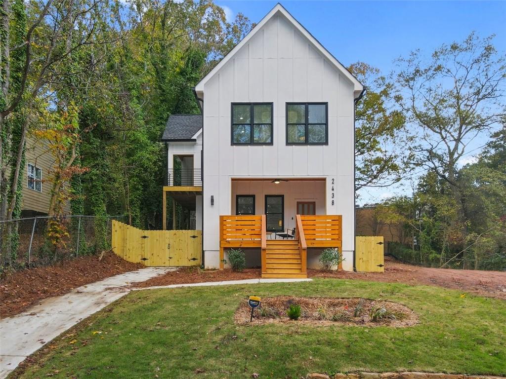 front view of a house with a yard