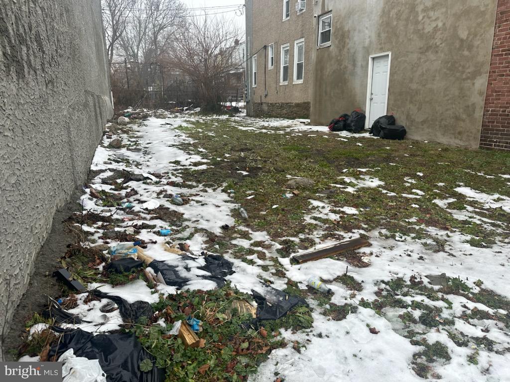 a view of a yard with a tree