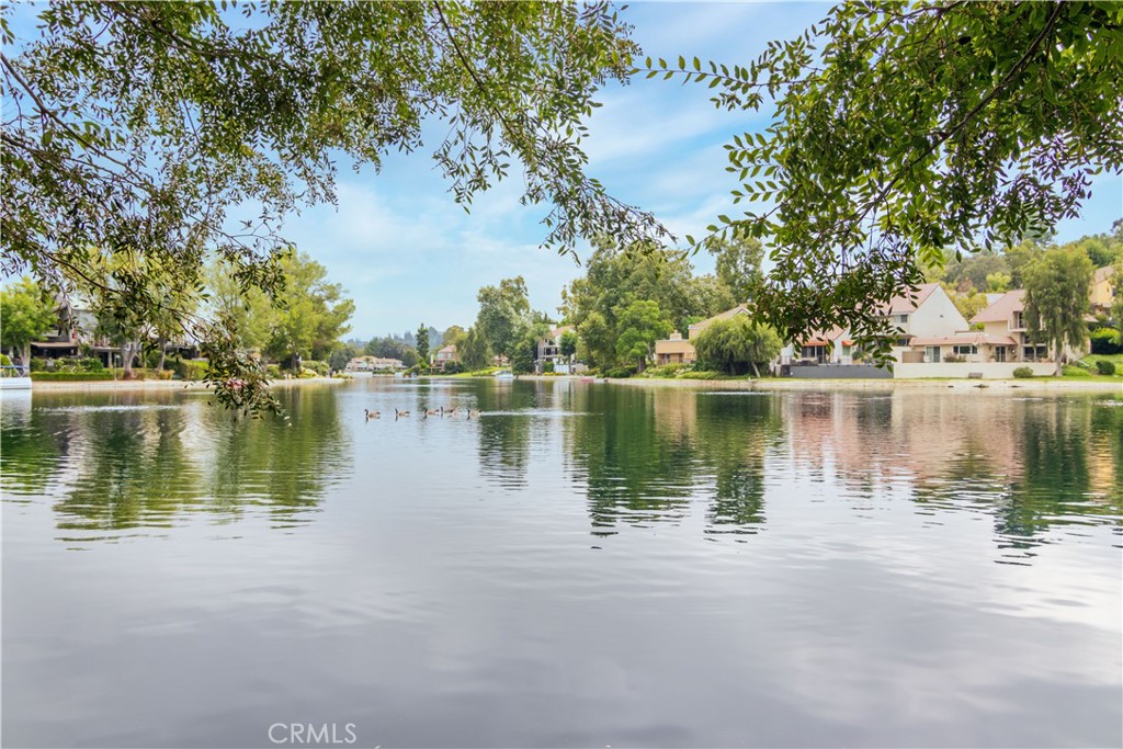 a view of a lake with houses