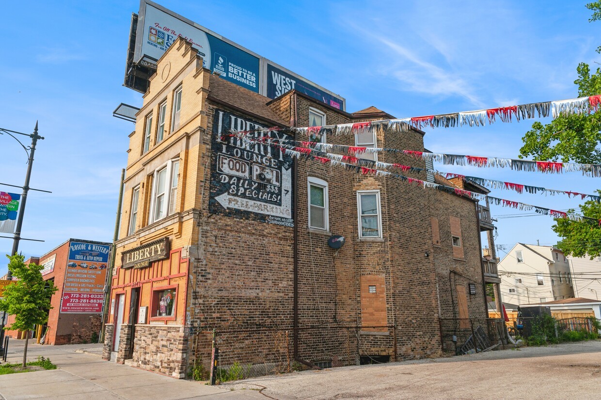 a front view of a building