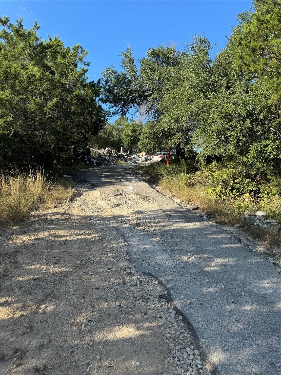 a view of a yard with an trees