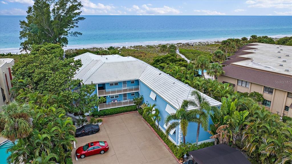 an aerial view of a house