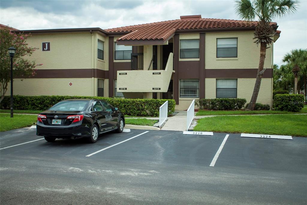 a car parked in front of a house