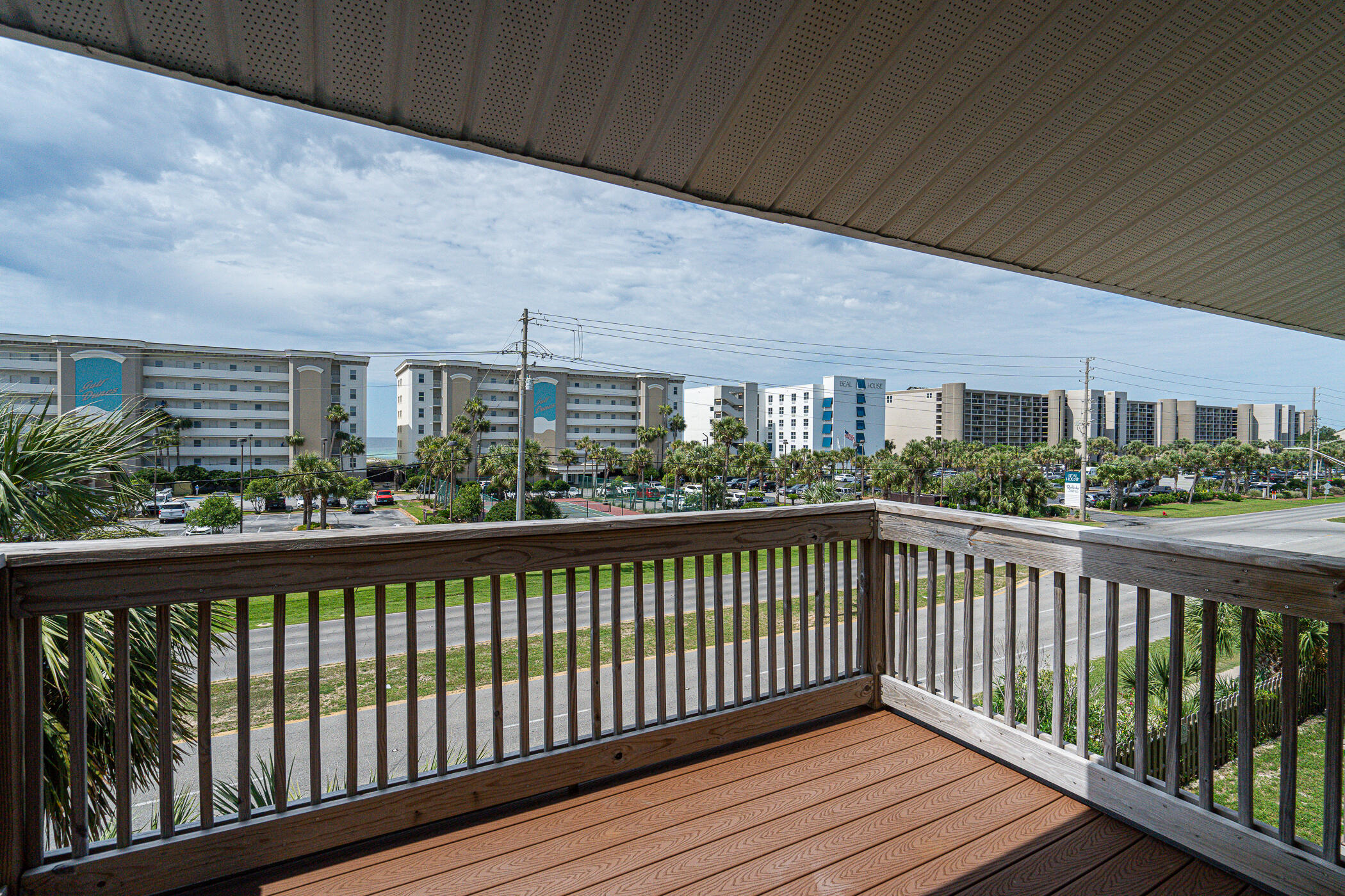 a view of city from a balcony