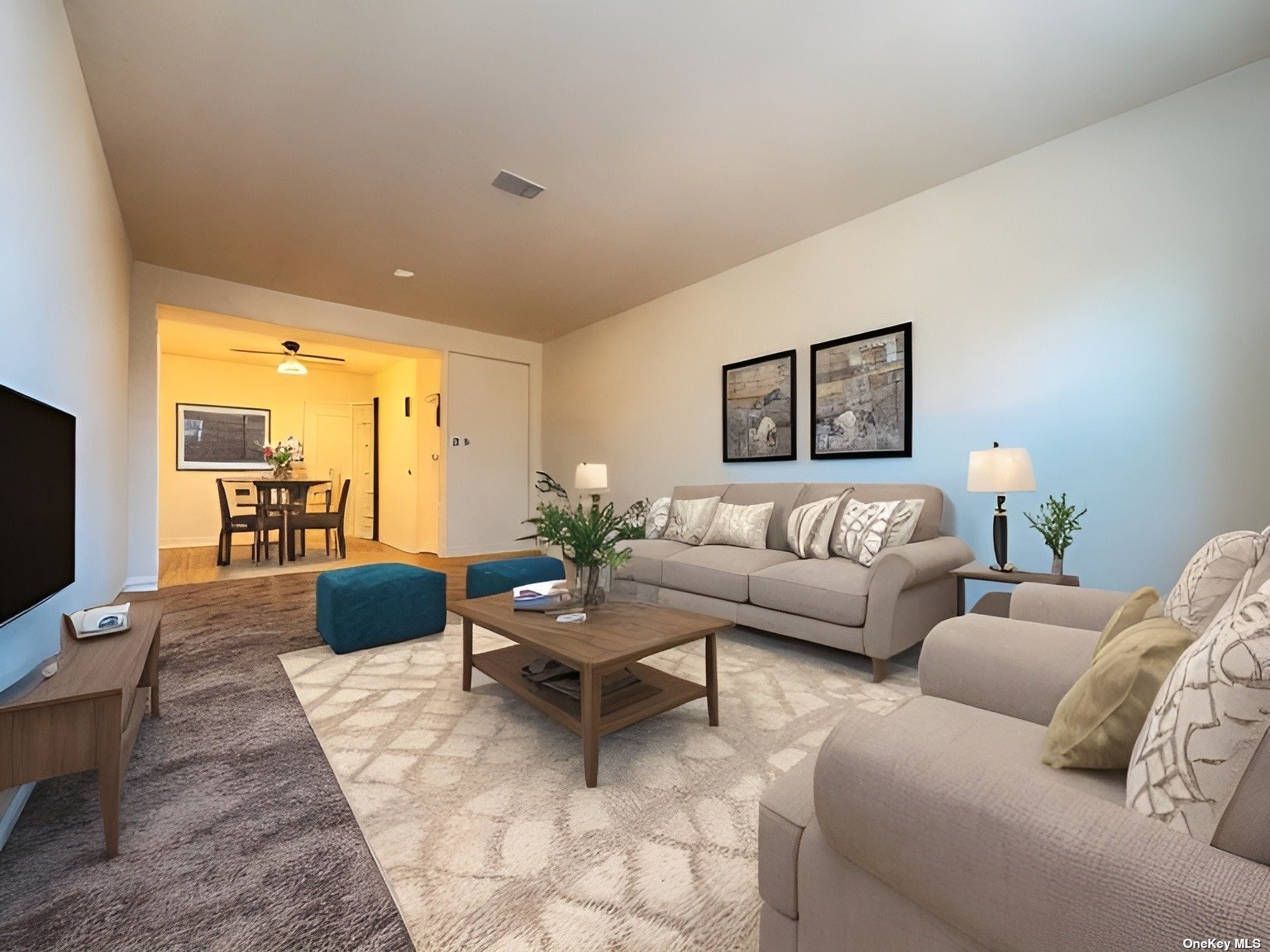 a living room with furniture and a flat screen tv