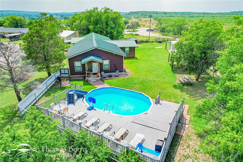 an aerial view of a house