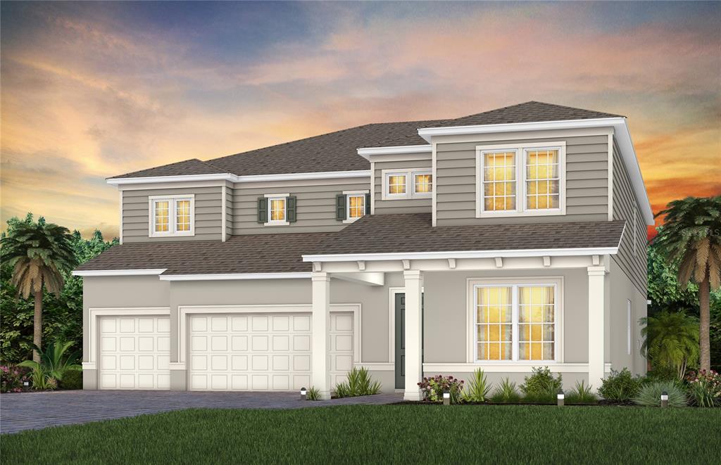 Exterior Design. Artistic rendering for this new construction home. Pictures are for illustrative purposes only. Elevations, colors and options may vary.