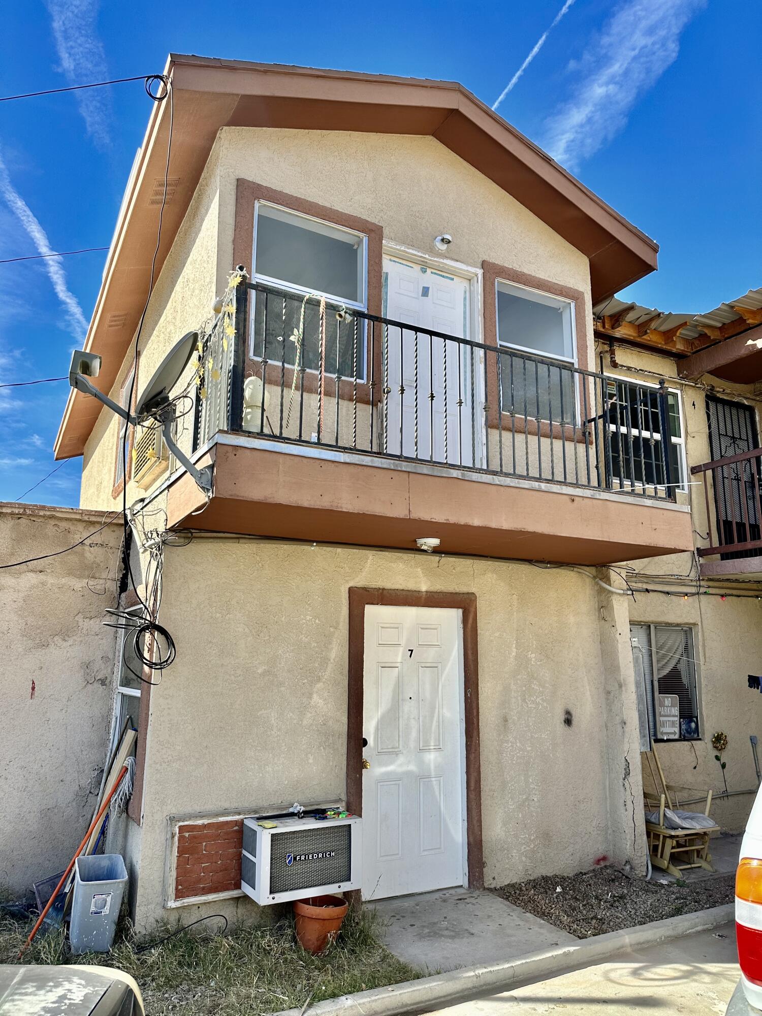 a view of a house with a balcony