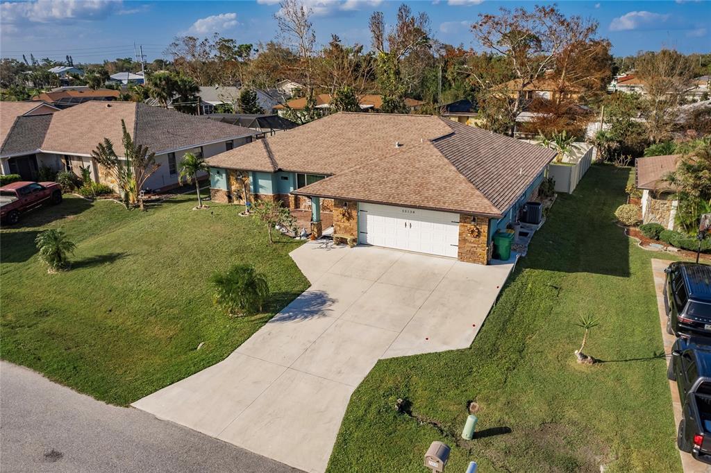 an aerial view of a house