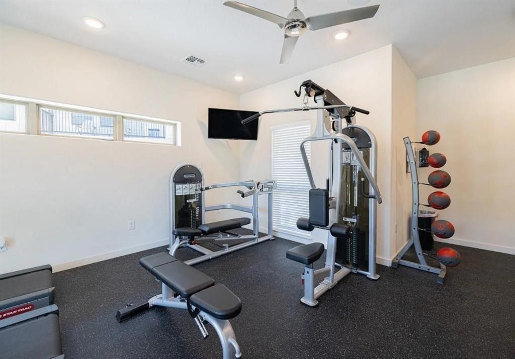 a room with gym equipment