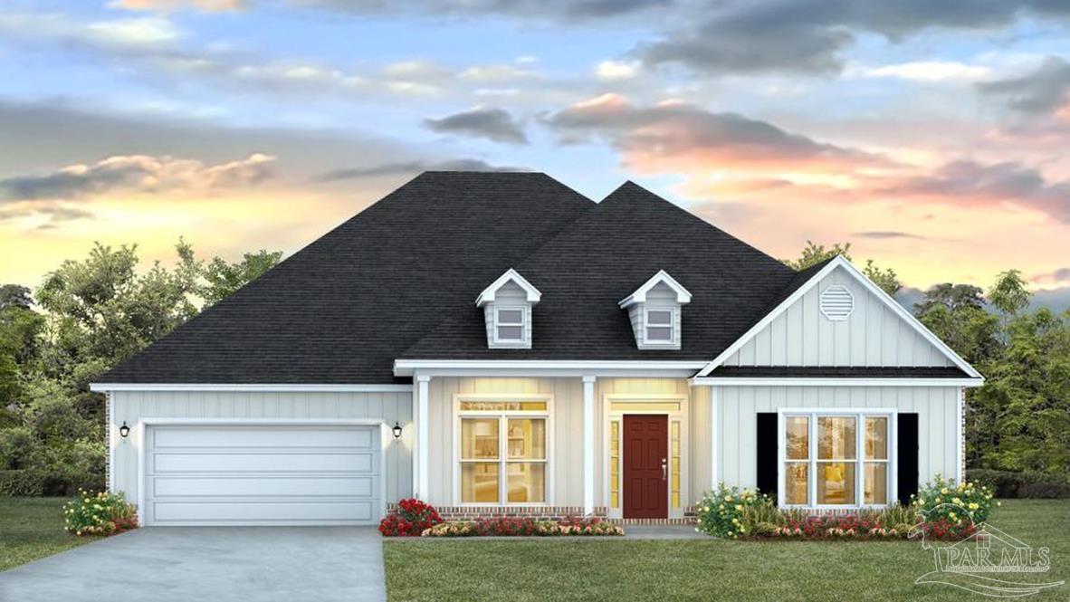 front view of a house with a yard