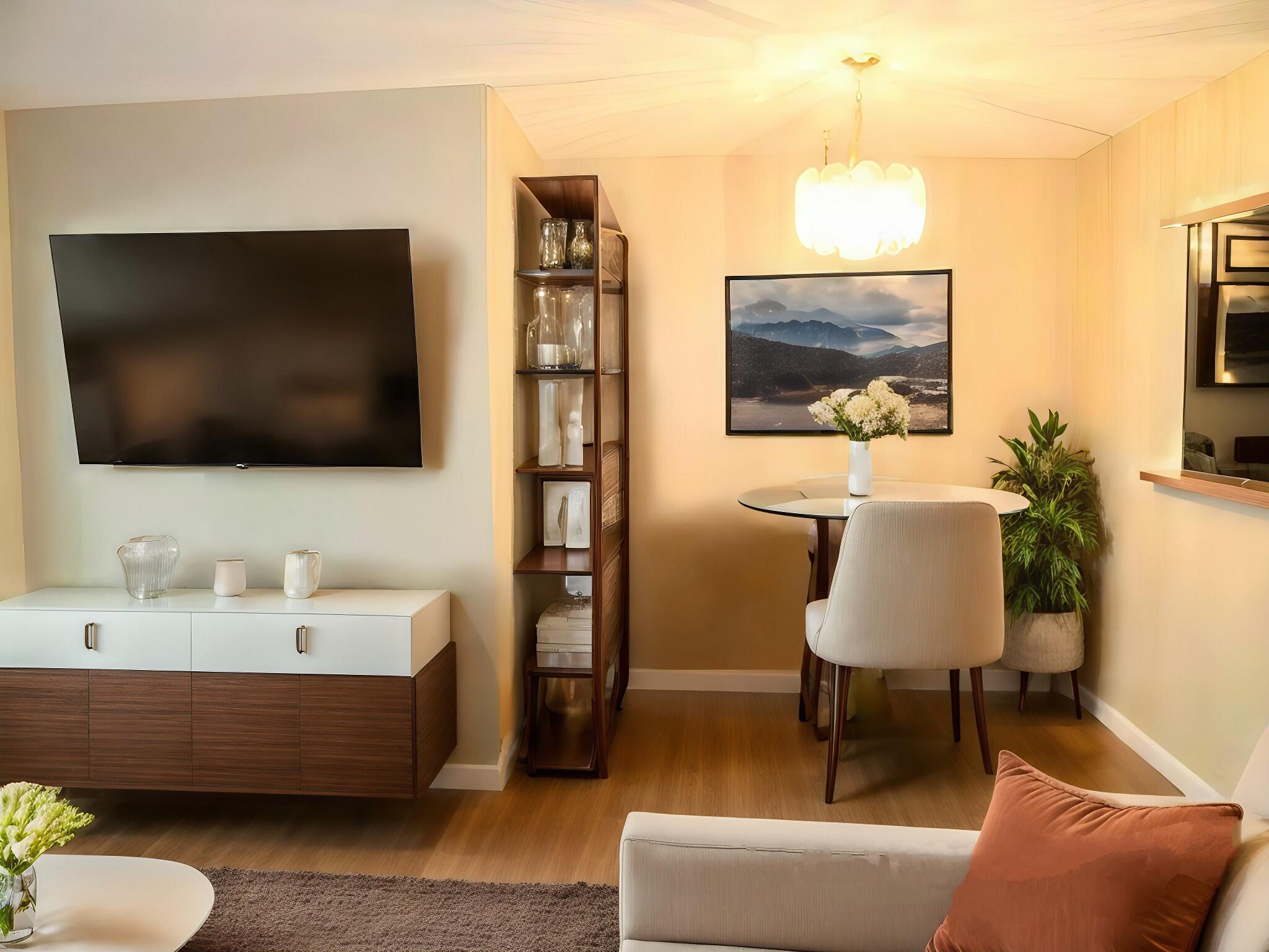 a living room with furniture and a flat screen tv