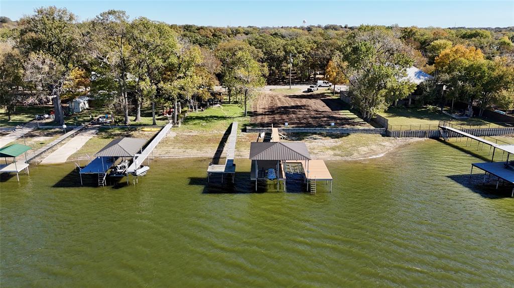 Aerial view with a water view of lot from the lake