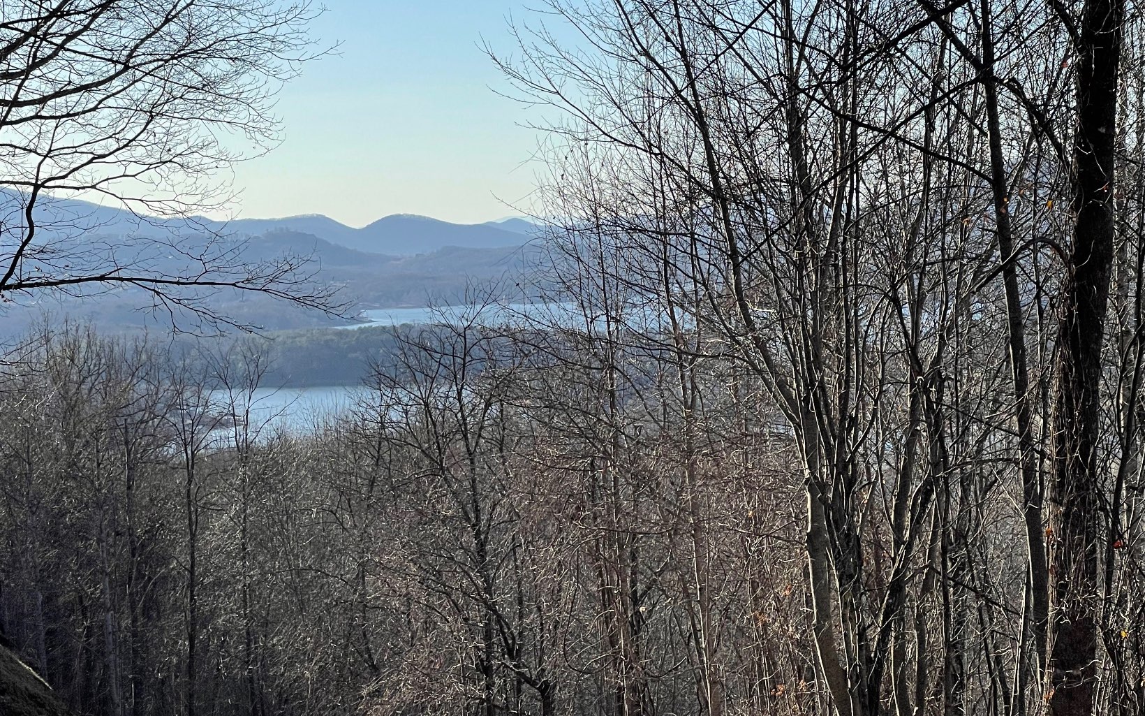 a view of mountain view with trees in the background