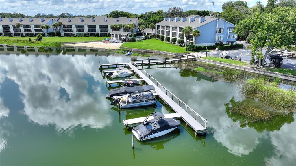 a view of a lake with a house