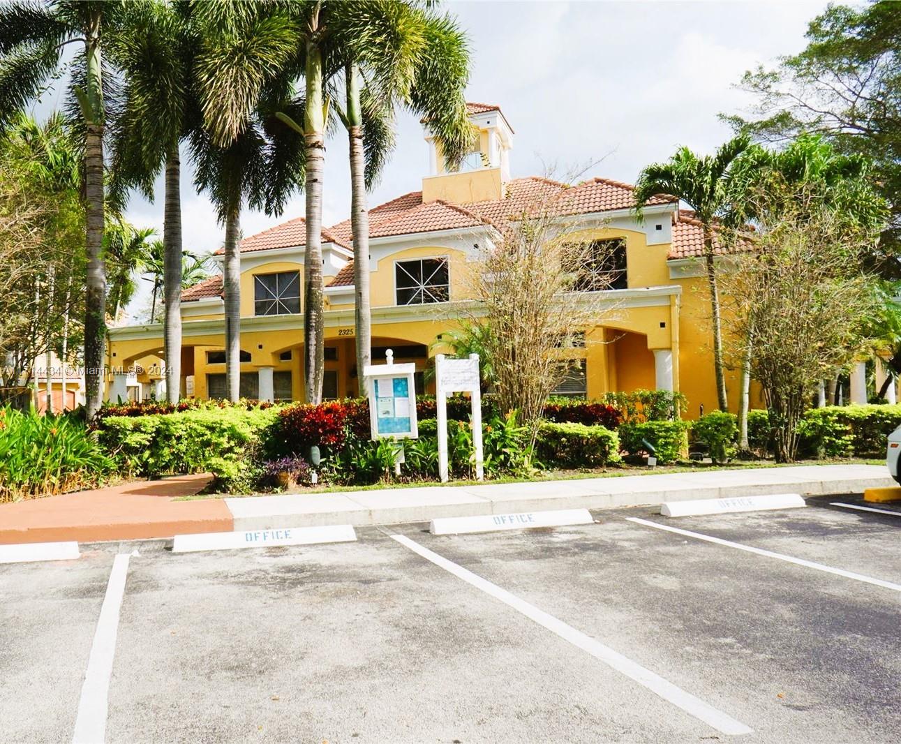 front view of a building with a street