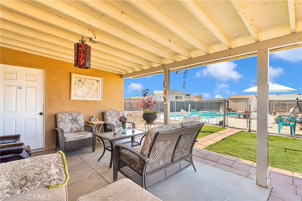 a outdoor living space with furniture