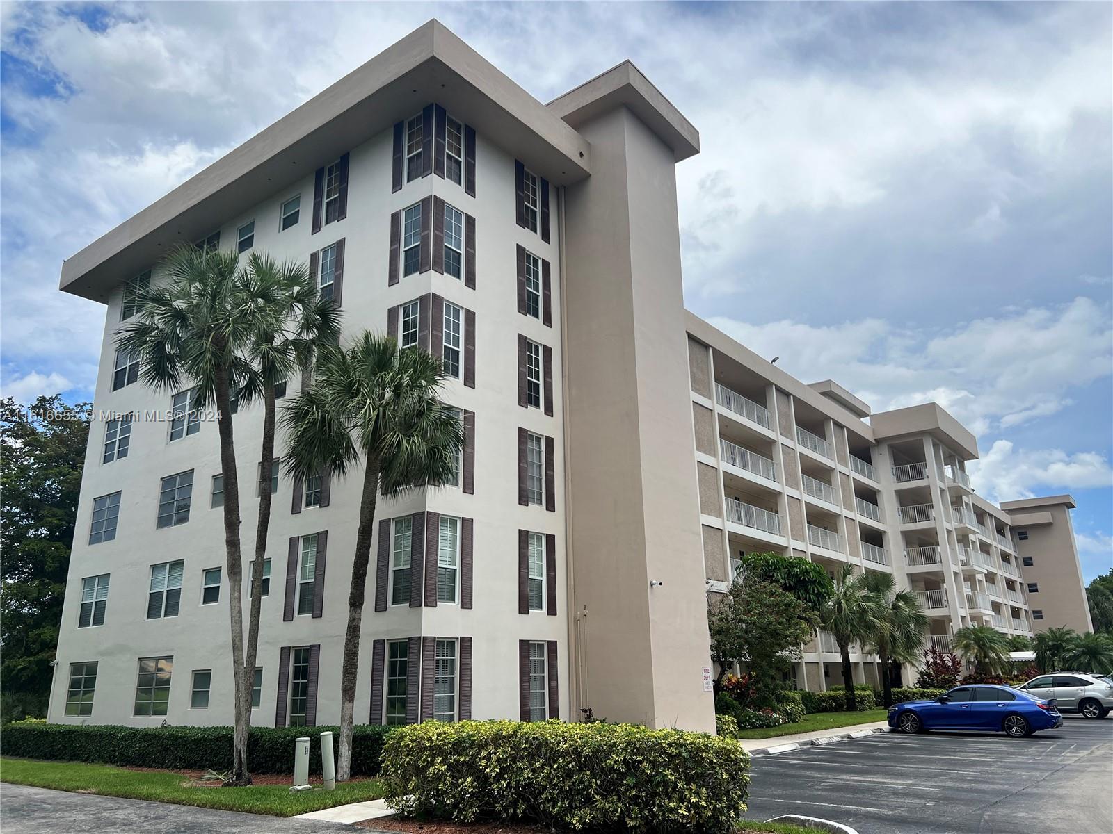 a front view of a multi story building