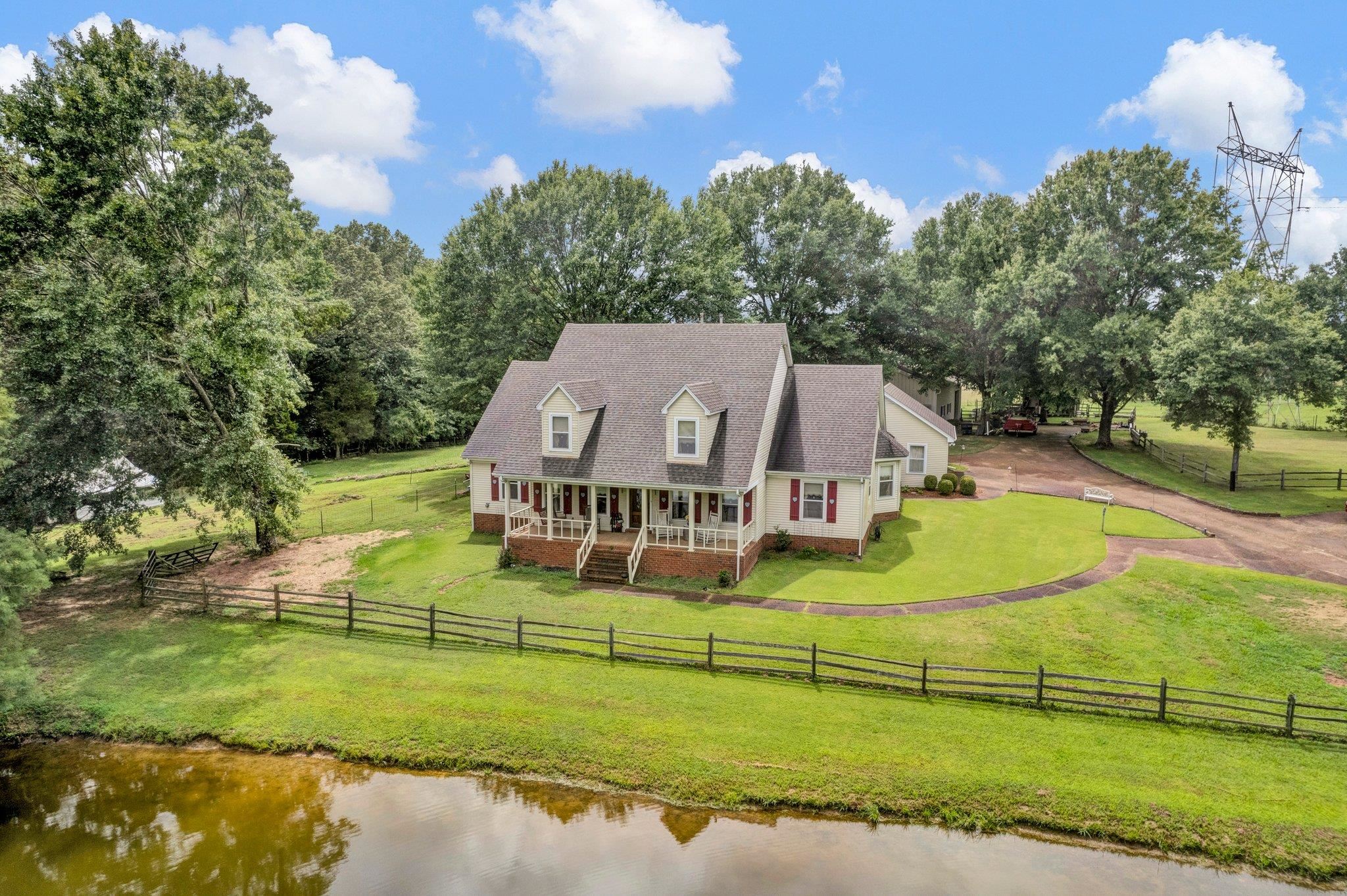 an aerial view of a house