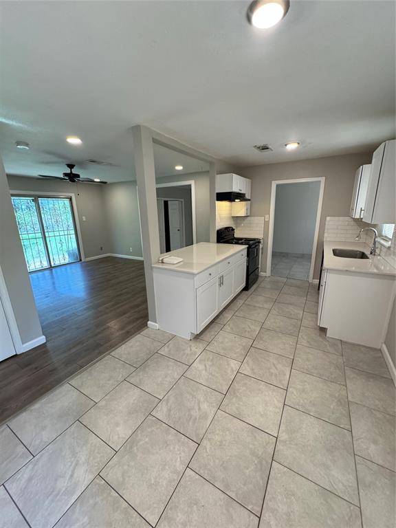 open kitchen with living room