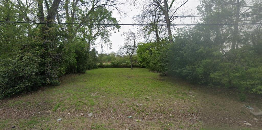 a view of a big yard with large trees