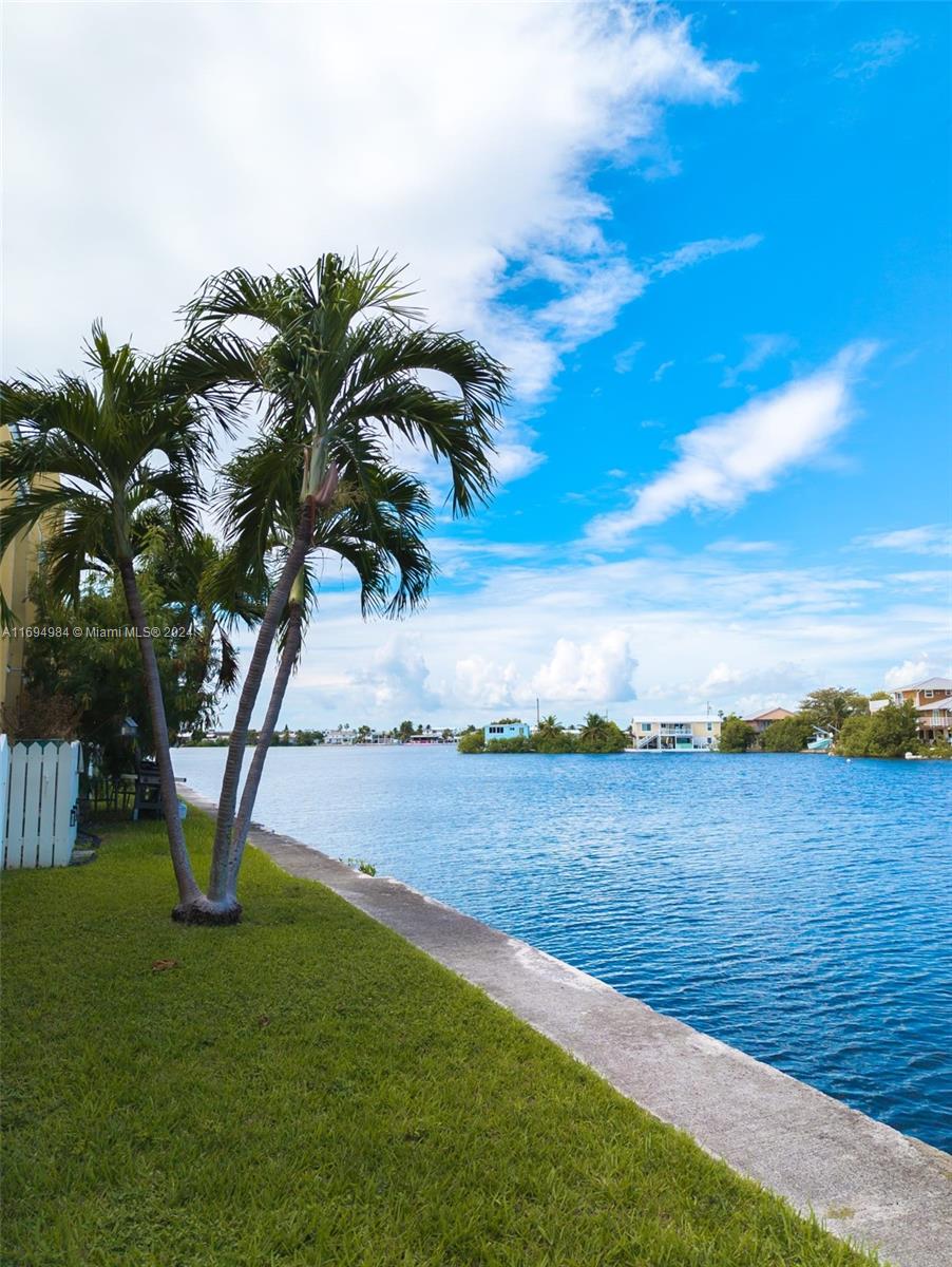 a view of a lake with a big yard