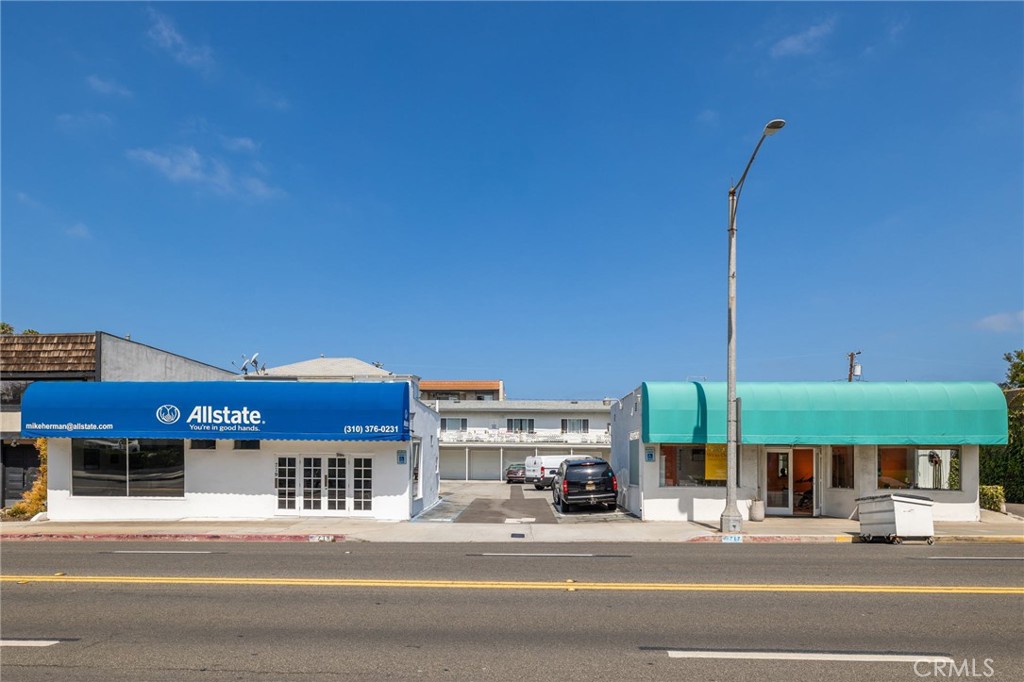 a building outdoor space with a street view