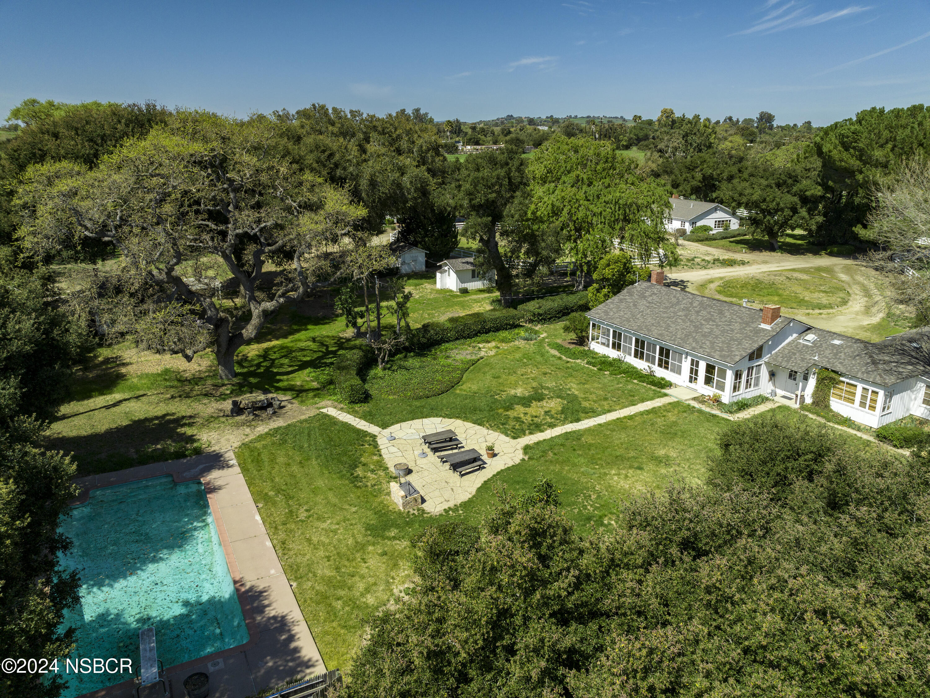 an aerial view of a house