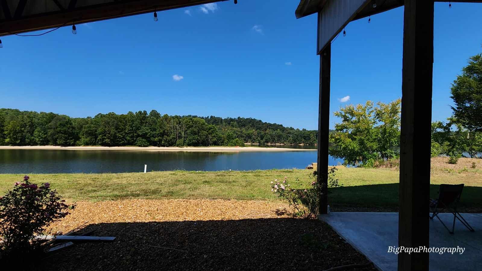 a view of lake from balcony