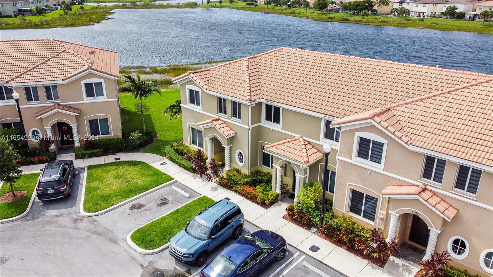 an aerial view of a house with garden