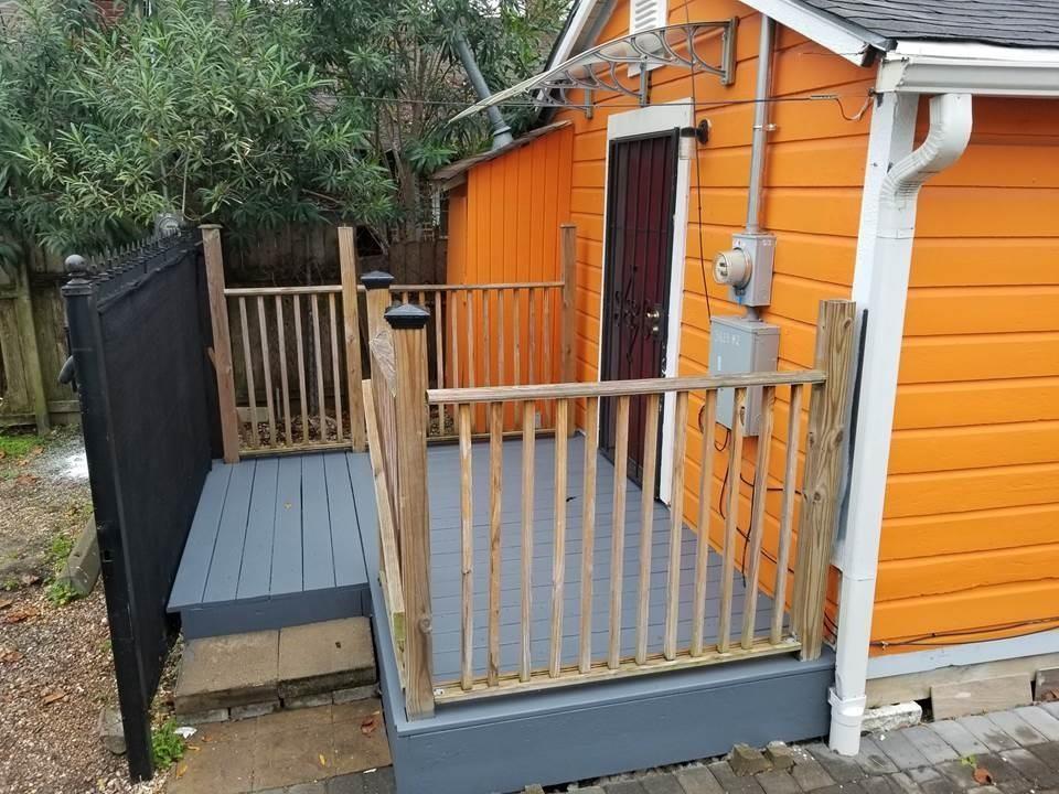 a view of a wooden door