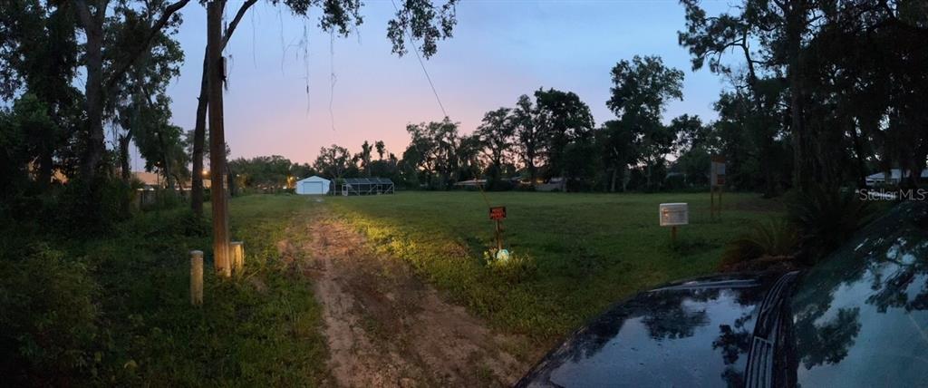 a view of a lake from a yard