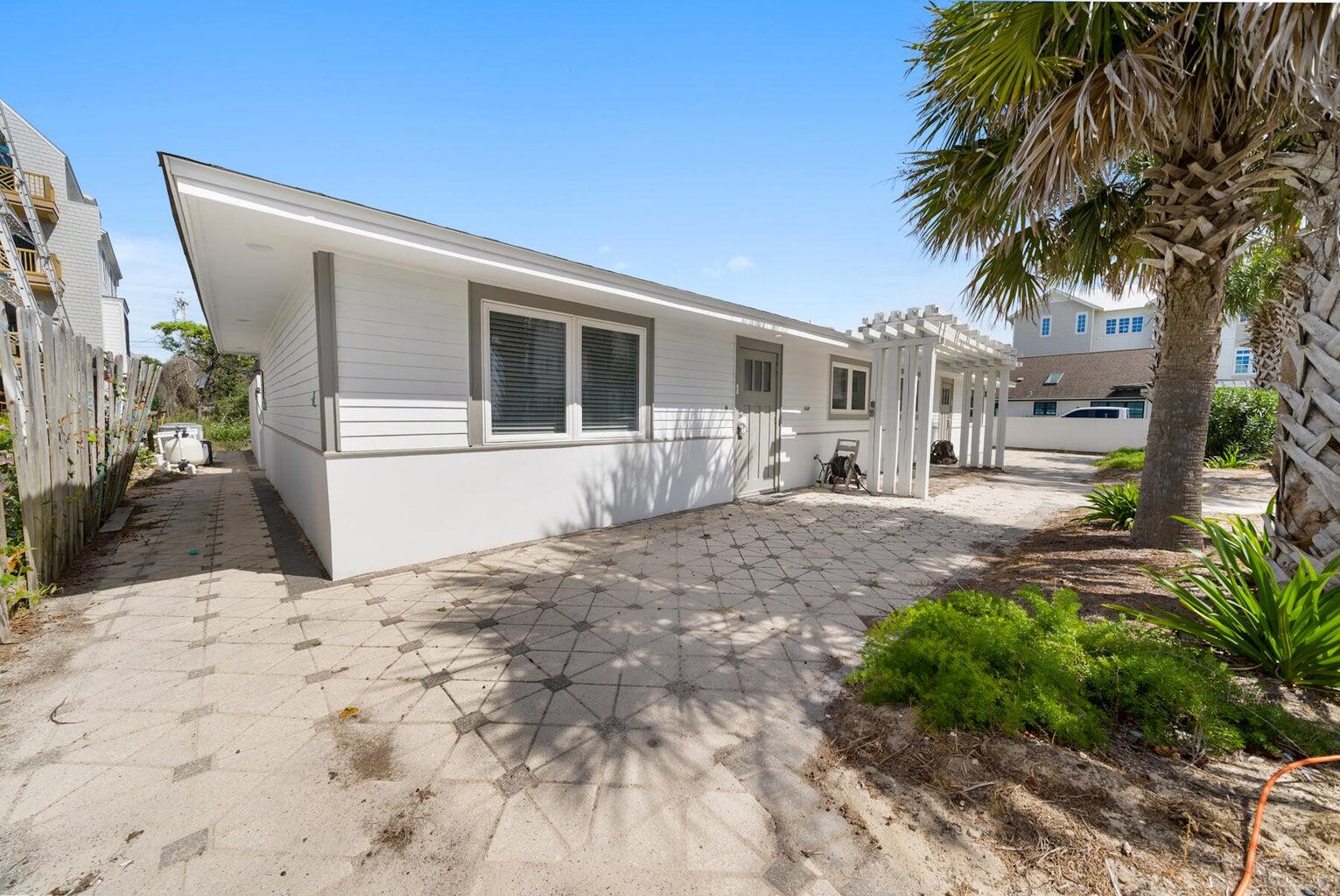 a view of a house with a patio