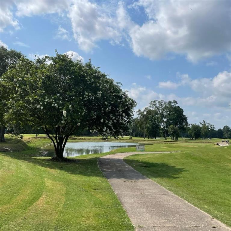 a view of a golf course with a lake