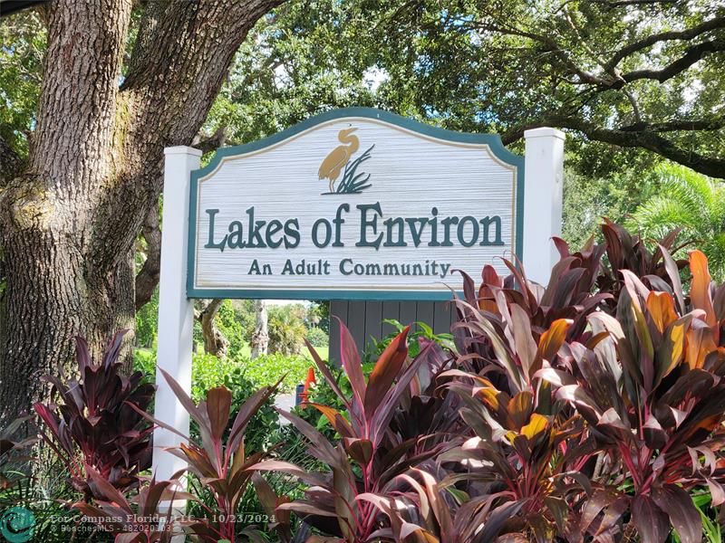 a view of a sign in a garden