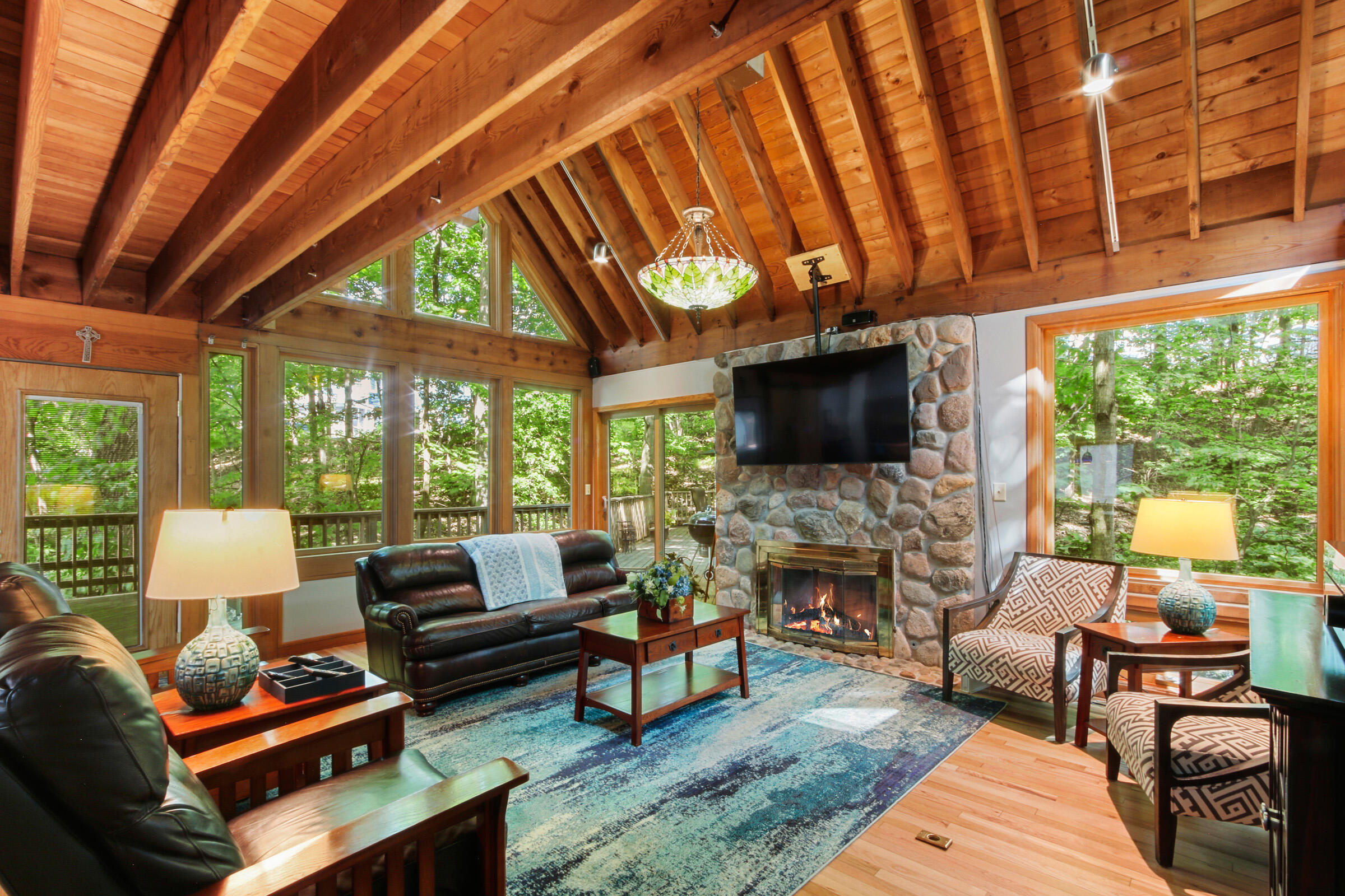 Living Room with Vaulted Ceilings