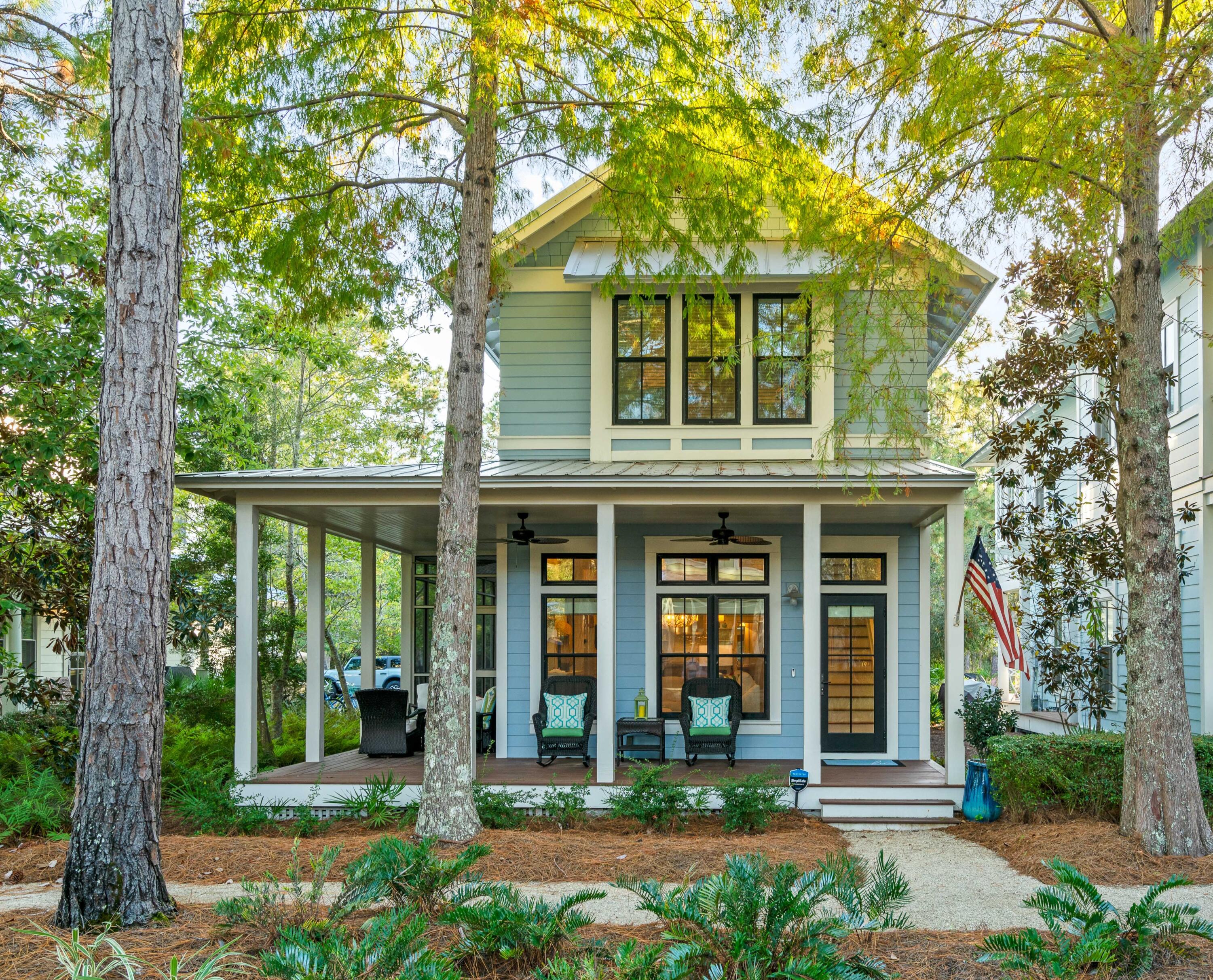 front view of a house with a yard