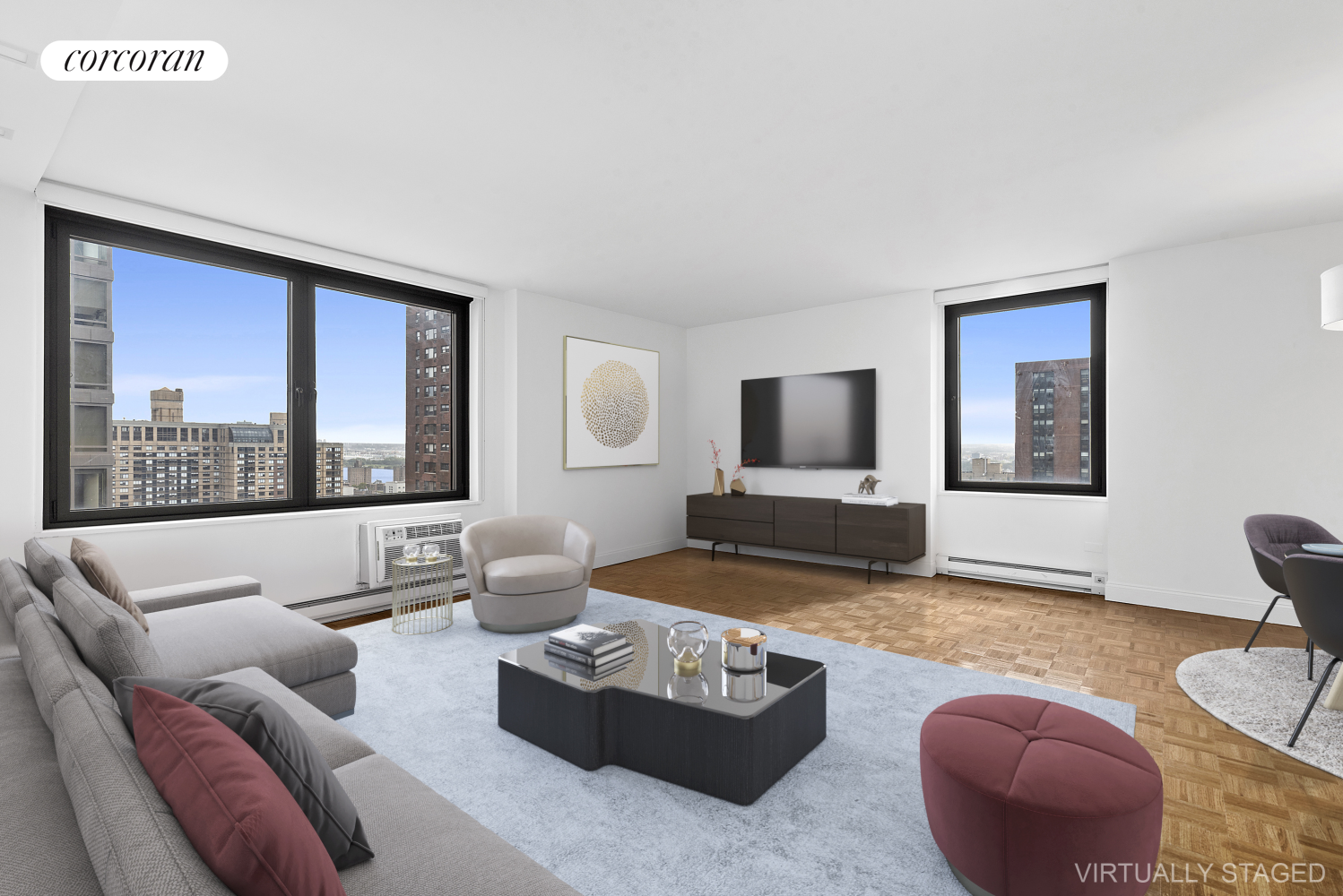 a living room with furniture and a flat screen tv