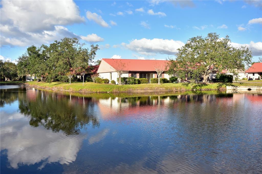 a view of a lake with houses