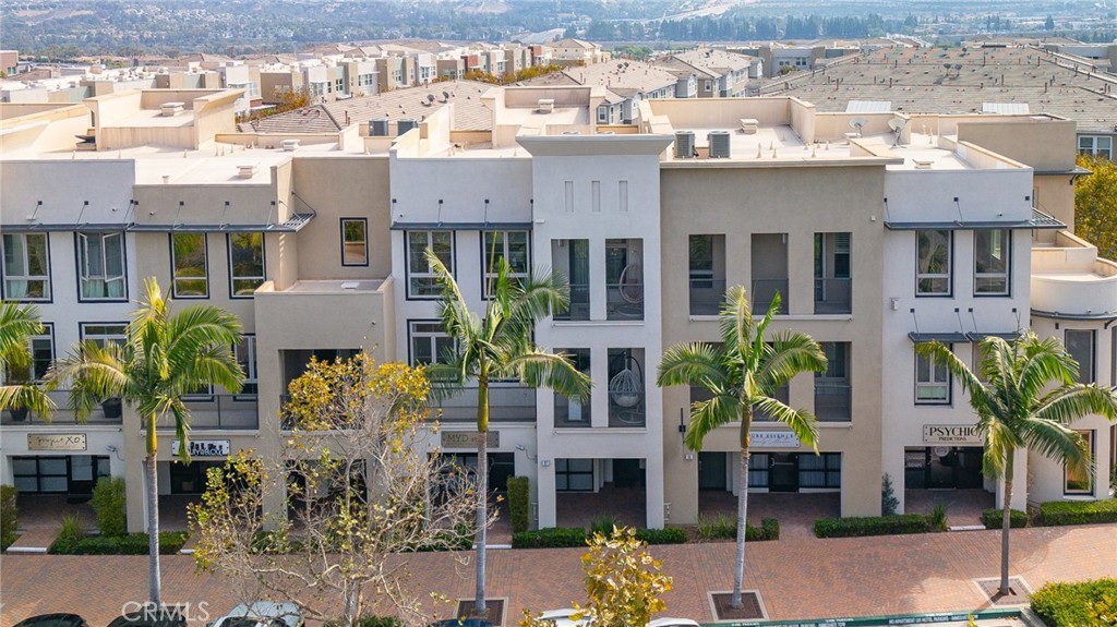 a front view of a multi story building